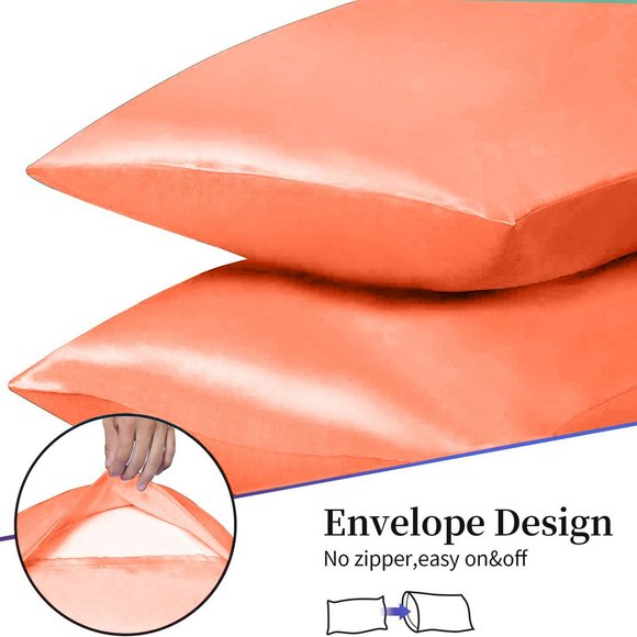 Soft Silky Satin Pillowcase Luxurious Pillow Cover Set of 2 - Picture 7 of 11